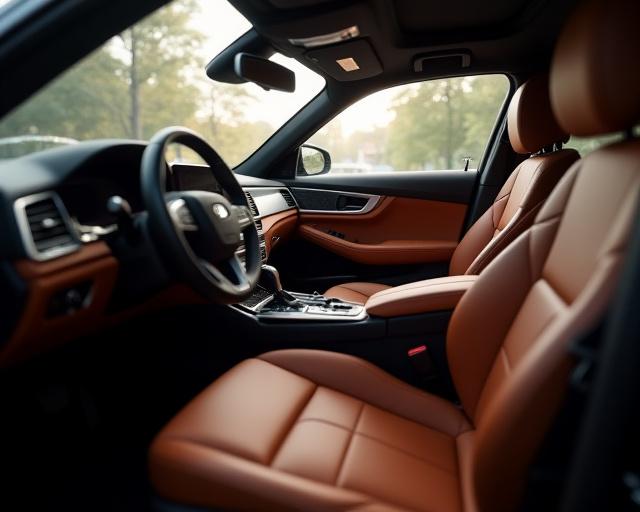 Interno di un'auto di lusso pulito e impeccabile